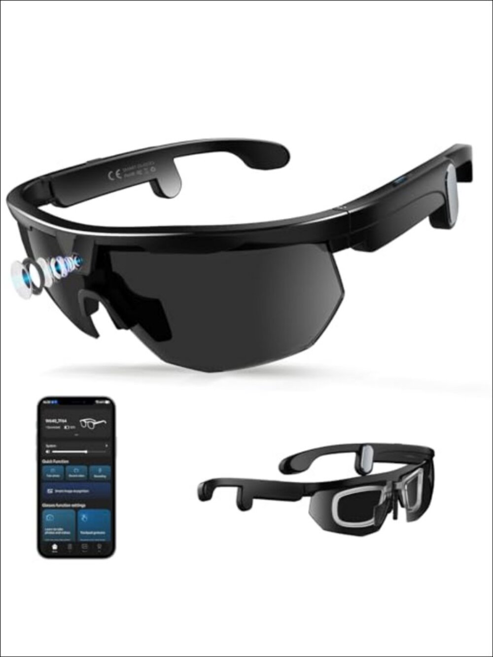 AI Camera Sunglasses 8MP 1080P Video Bluetooth Smart Glasses